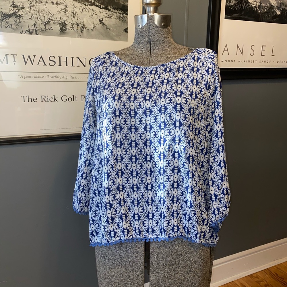 Target Xhilaration Blue and White Chiffon Top